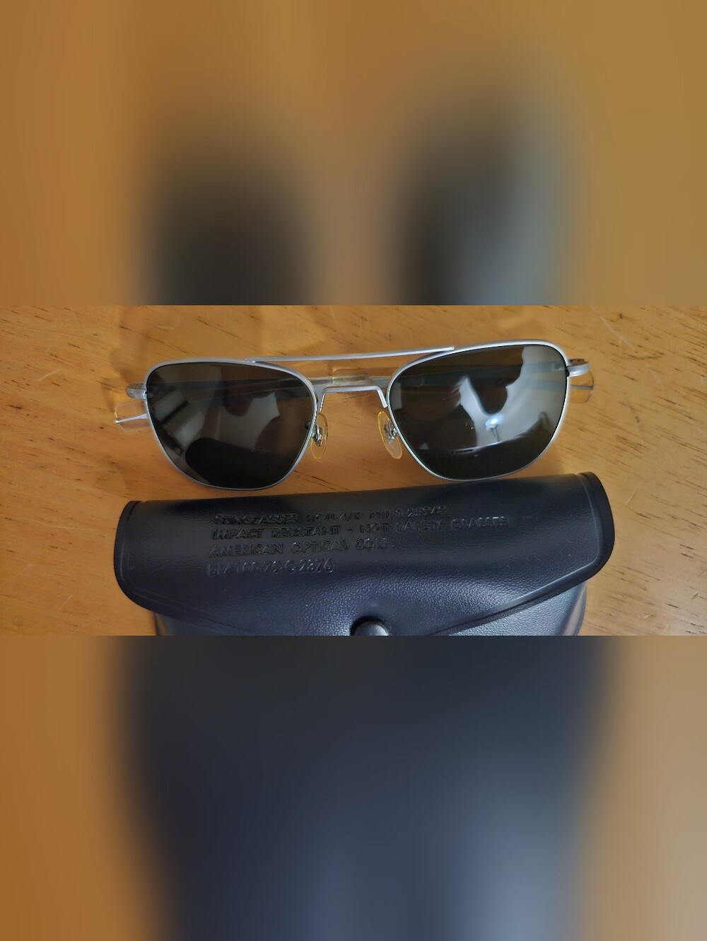 Famous American Optical Aviator Silver Frame Polarized Sunglasses - Black Lenses